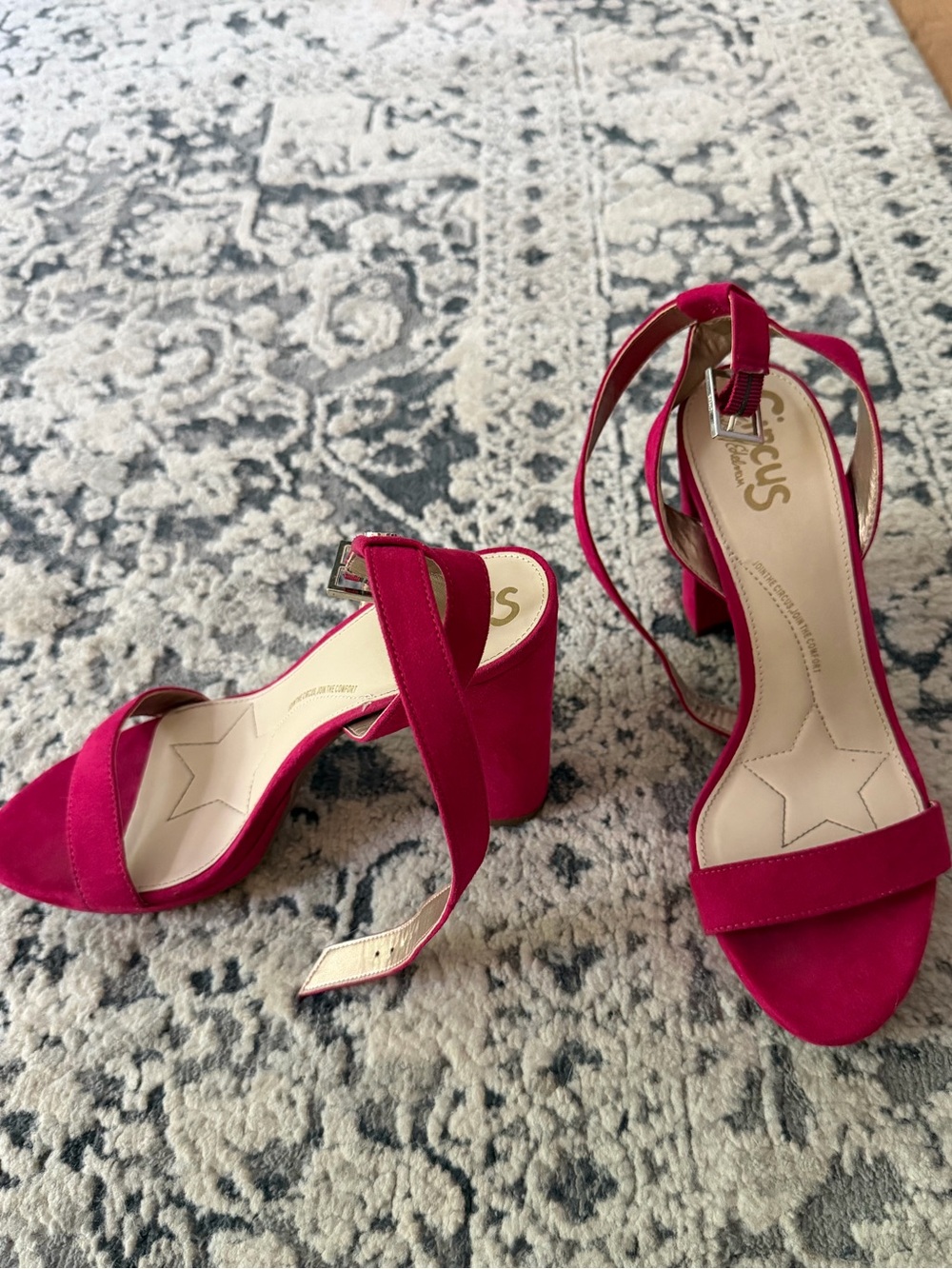 Circus by Sam Edelman Hot Pink Suede Block Heel Sandals